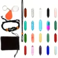 Natural crystal double terminated hexagon columns pendant set with pouch and accessories. - Sealed Bag Packaging