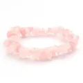 Rose quartz chip bracelet detail view, natural pink crystal irregular stones jewelry accessory. - Rose Quartz