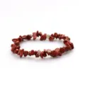 Natural red jasper crystal chip bracelet detail shot, irregular stone bead stretch jewelry. - Red Jasper