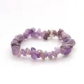 Natural purple amethyst crystal chip gemstone beaded bracelet detail closeup view for women. - Purple Crystal