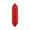 Detailed close-up of a red double-terminated hexagonal crystal column pendant for DIY jewelry. - Red Pine Hexagonal Column (5941856536304) / 8*32mm Naked Hexagonal Prism