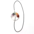 Detalle de marcapáginas de árbol de la vida de piedra preciosa de cristal con alambre. - Árbol de la vida redondo multicolor plateado