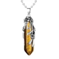 Tigerauge Kristall sechseckige Säule Anhänger Halskette mit silberner Blumenkappe Perlenkette. - Tigerauge