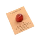 Red carnelian pocket hug crystal stone with comforting message card gift for Valentine day detail - Red Agate