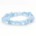 Natural light blue crystal chip gemstone beaded stretch bracelet for women jewelry - Aquamarine