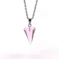 Rosa Kristall Sechseck Pyramide Anhänger Detailansicht, glatter Edelstein Schmuck. - Hexagonaler Kegelanhänger / Transparentes Rosa