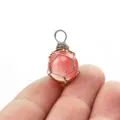 Handgemachter drahtverpackter runder rosa kristall stein anhänger für halskette schmuck machen - Einzelner Anhänger (12mm Packung) / Gold Wassermelonenrot
