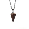 Tiger eye hexagonal cone pendant necklace crystal stone jewelry detail view for daily wear - Hexagonal Cone Pendant / Tiger Eye Stone Bracelet