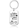 Stainless steel sister keychain engraved best friend gift metal pendant birthday present keyring - Steel Color Keychain