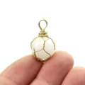 Handgemachte drahtgewickelte weiße stein kugel anhänger halskette schmuck geschenk variante - Einzelner Anhänger (12mm Packung) / Gold Weißer Jade