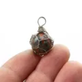 Handgefertigter drahtumwickelter runder Naturstein Anhänger Halskette Kristall Schmuck - Einzelner Anhänger (12mm Packung) / Goldfarben Unakit