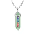 Stainless steel crystal hexagonal column pendant necklace with colorful rhinestones - Green Aventurine