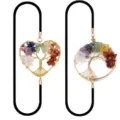 Marcapáginas de metal Árbol de la Vida de piedra de cristal hecho a mano para libros - Set C (pack de 2)