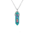Colorful rhinestone alloy hexagonal pillar pendant necklace fashion jewelry for women - Turquoise