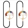 Detalle de marcapáginas de metal con árbol de la vida y cristales naturales accesorio. - Set B (pack de 2)