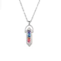 Detailed view of the chakra hexagonal pillar pendant necklace with colorful crystal rhinestones. - Howlite