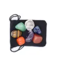 Natürliche heilende kristall trommelsteine set mit schwarzem samtbeutel variante. - Unregelmäßiger Rohstein / 7 Stück/Packung (Mit Beutel) / bunt