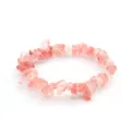 Natural pink crystal chip bracelet, irregular gemstone stretch bead bracelet for women fashion. - Watermelon red