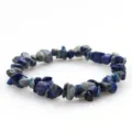 Natural Lapis Lazuli Chip Stone Stretch Bracelet Blue Gemstone Irregular Beaded Bangle - Lapis Lazuli