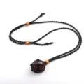 Handmade Natural Tiger Eye Stone Crystal Woven Net Pocket Necklace Adjustable Sweater Chain - Tiger's Eye