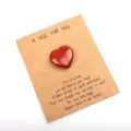 Heart-shaped natural crystal stone with greeting card for romantic Valentine gift. - 1 Piece / Red Jasper