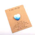 Blue gradient heart pocket hug token with kraft paper card for Valentine festival gift party - 1 Piece / White Blue