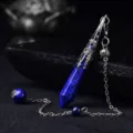 Echte Blaue Lapislazuli Kristall Pendel Halskette Sechseckige Saeule Detailansicht. - Anhänger Ohne Kette Mit Kette / Antiksilber Lapislazuli