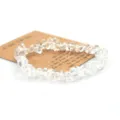Natural clear crystal chip bracelet quartz healing stone beaded jewelry with greeting card display. - Clear White