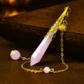 Natural crystal pendulum pendant hexagonal gemstone necklace with gold plated chain for yoga. - Rose Quartz / Gold