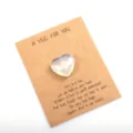 Heart-shaped crystal pocket hug token gift with warm message card for romantic holidays. - 1 Piece / Opalite