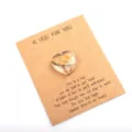 Heart-shaped crystal pocket hug token with inspirational greeting card for Valentine's gift - 1 Piece / Transparent Yellow & Black
