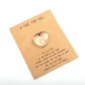 Heart crystal stone pocket hug gift with encouraging message card for festival and party - 1 Piece / Clear White