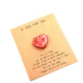 Red Crystal Heart Pocket Hug Stone with Greeting Card Romantic Gift for Valentine Day - 1 Piece / Red Turquoise