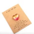 Heart pocket hug glass crystal token gift with greeting message card for festival party. - 1 Piece / Yellow Red
