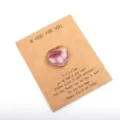 Glass heart pocket hug token with greeting card, pink crystal love gift for Valentine's Day. - 1 Piece / Amethyst