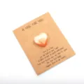 Heart-shaped natural crystal stone with greeting card pocket hug gift for family and friends - 1 Piece / Pale Yellow Orange