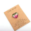 Pocket hug heart crystal stone token with greeting card for Valentine gift school party - 1 Piece / Blue Purple
