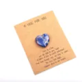 Pocket hug crystal heart stone blue gemstone gift card for Valentine's Day party favors - 1 Piece / Tibetan Pattern Blue