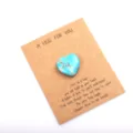 Heart shaped natural crystal stone with card pocket hug gift for friends and family members. - 1 Piece / Green Flower Turquoise