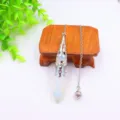 Crystal pendulum necklace for women, hexagonal gemstone stone pendant with silver chain jewelry - Opal + Bead Chain