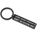 Llavero de acero inoxidable negro con grabado de frase divertida, anillo de metal. - Estilo Barra Larga (Estilo 2) / Negro