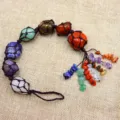 Handmade natural stone chakra car hanging ornament with colorful crystal gemstone tassels. - Rainbow Hanging