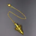 Gold Metal Spiral Conical Dowsing Pendulum Pendant with Matching Chain for Divination - Spiral Taper / Gold
