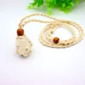 Precioso colgante de piedra de cristal natural red tejida ajustable collar retro - Bolsa de Malla + Piedra / Beis