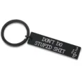 Llavero grabado de acero inoxidable negro con frase divertida, regalo ideal para toda la familia. - Estilo Barra Larga (Estilo 1) / Negro