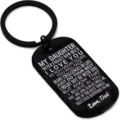 Stainless steel family inspirational keychain engraved with loving daughter gift message. - Father to Daughter Style / Black