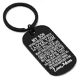 Stainless steel black dog tag keychain with inspirational family love message gift for son. - Mother to Son Style / Black
