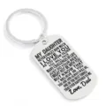 Stainless steel dad to daughter inspirational dog tag keychain engraved gift pendant. - Father to Daughter Style / Silver