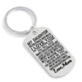 Stainless steel family inspirational dog tag keychain detailed view, polished finish. - Mother to Daughter Style / Silver