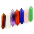 Natural crystal seven chakra double terminated hexagonal column set, 7pcs healing stones for yoga. - Hexagonal Column Set (4554) / Bag Packaging / Colorful